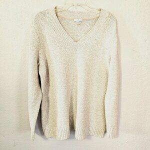 J. Jill Minimalist Open Knit Cream Women's Pullover Sweater Size M